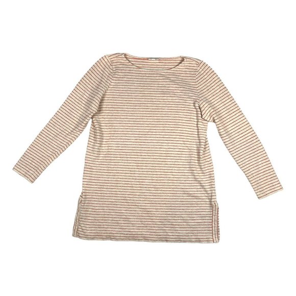 J. JILL Womens Size L TALL French Terry Striped Pullover Tunic Top Long Sleeve - Picture 1 of 11